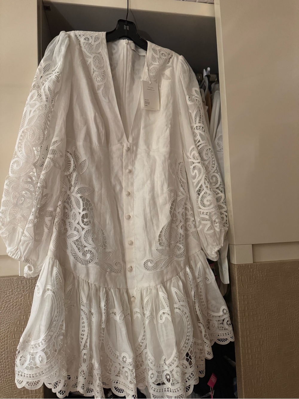 White Eyelet Button-Front Lace Dress Zimmerman size 3 8/10